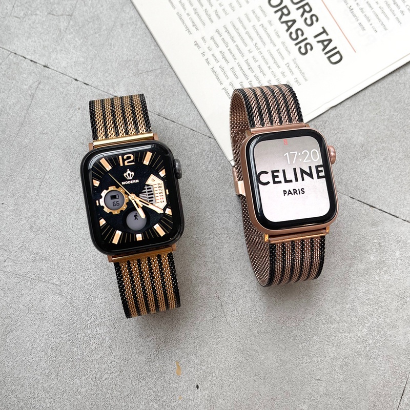 Dây đồng hồ làm từ thép không gỉ bện hai màu cho APPLE IWATCH 4/5/6 SE 7 8 S8 Ultra 49MM 38MM 40MM 42MM 41MM 45MM 44MM