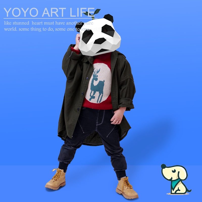 YOYO Mô hình giấy ba chiều 3d giáng sinh hình mũ gấu trúc thú cưng tạo ra tượng cát thật hài hước mặt nạ con nít cắt mũ bảo hộ miễn phí