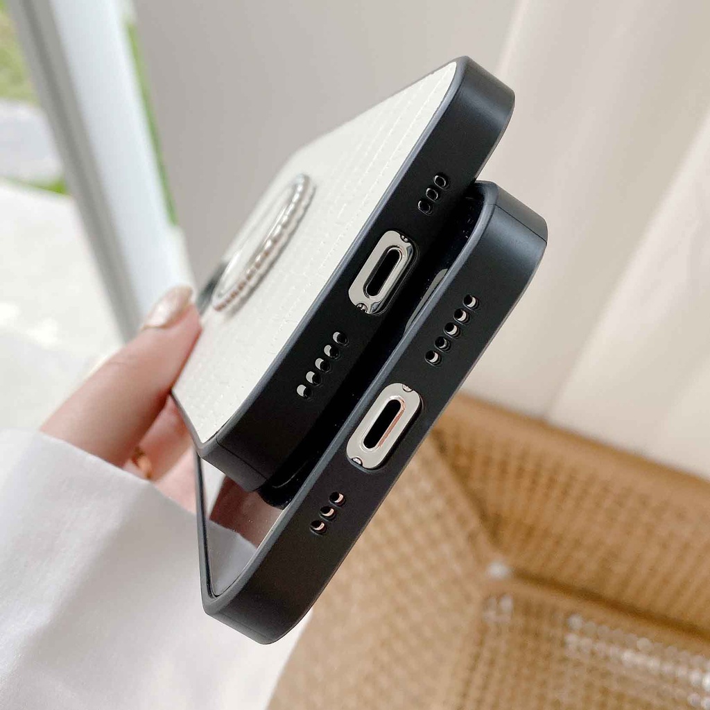 Ốp Điện Thoại Vân Da Cá Sấu Màu Xanh Lá / Đen Gắn Nhẫn Đỡ Cho iPhone 13promax 12 11 xsmax xr xs 7P