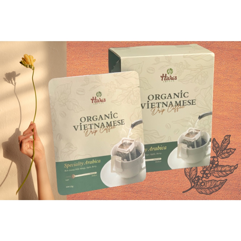 [FREESHIP]Cà phê Phin giấy nguyên chất Organic HIVA'S COFFEE Hộp15pcs Thơm Specialty Arabica, chua ngọt cân bằng, hậu êm | BigBuy360 - bigbuy360.vn