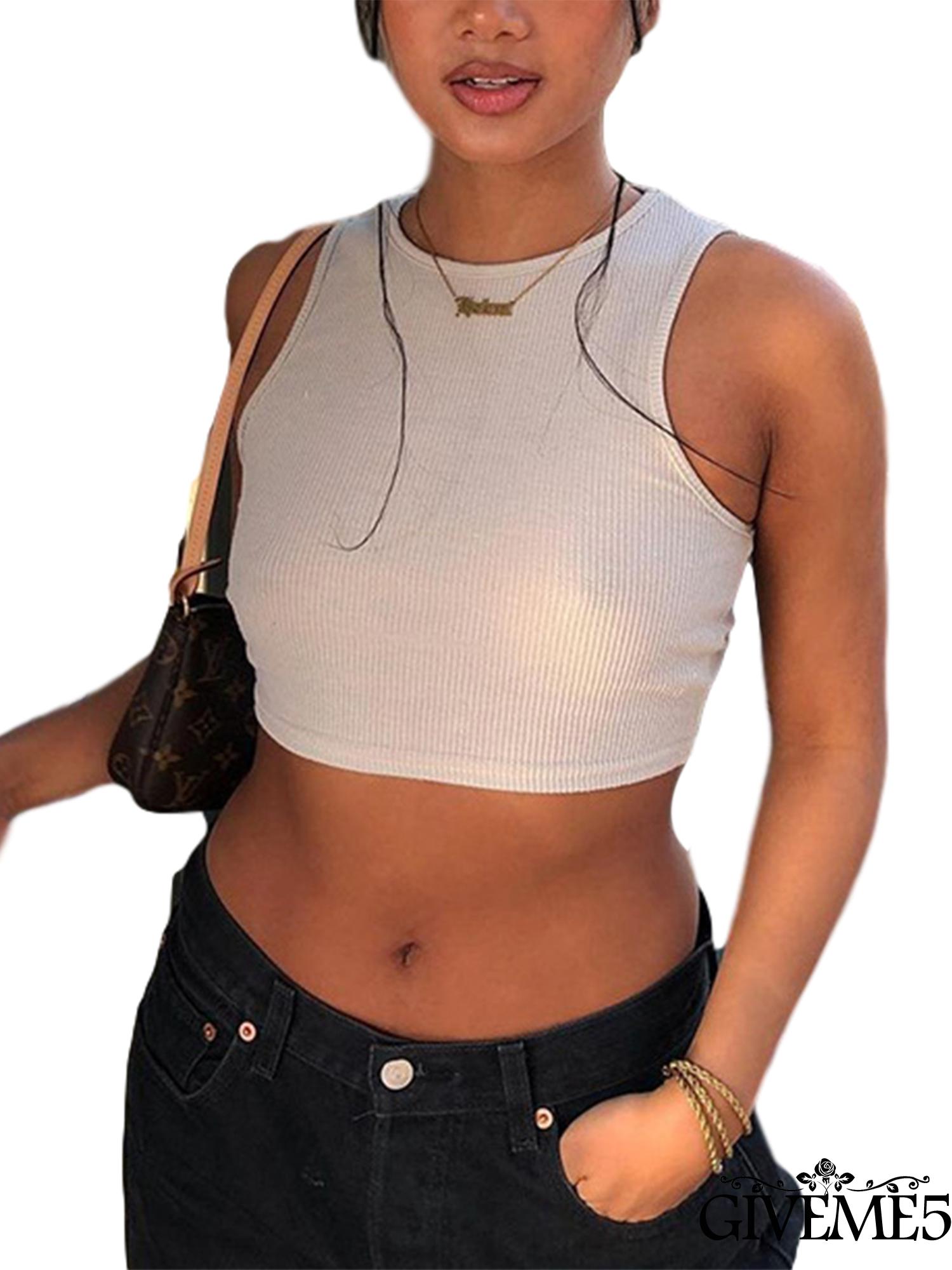 [Mã FASHIONT4WA2 giảm 10K đơn 50K] Áo Crop Top Tay Ngắn Màu Trơn Thời Trang Cá Tính Cho Nữ