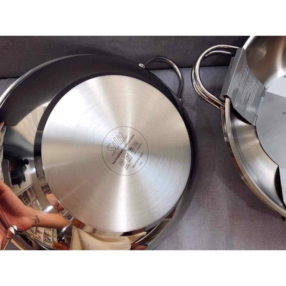 Chảo xào inox Silit Wok 32cm chống xước - Hàng Đức