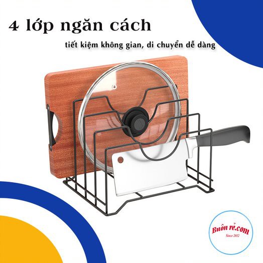 Kệ để nắp nồi 4 ngăn đa năng - Kệ gác vung nồi, gác thớt tiện dụng 01336