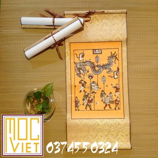 Tranh Đông Hồ rước rồng tranh cỡ 27x37cm