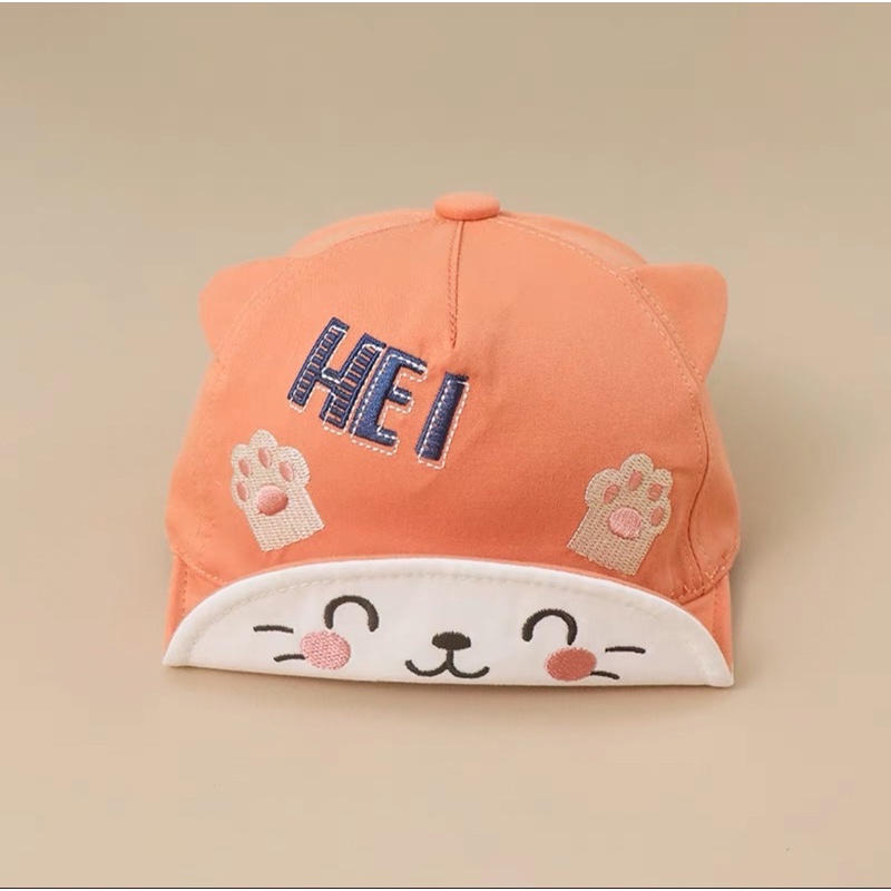 Mũ lưỡi trai cho bé trai bé gái thêu mèo hei vểnh nóc dễ thương , phù hợp 5 tháng - 3 tuổi
