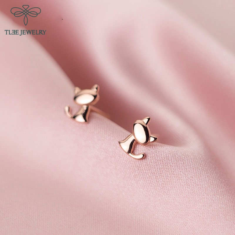 Khuyên tai bạc nữ TLEE mẫu miu miu xinh xắn TleeJewelry B0245