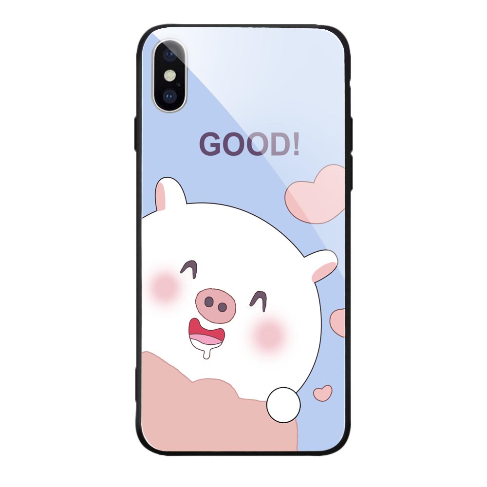 Ốp lưng iphone kính cặp đôi heo tham ăn case 14plus 14 pro max 13 12 promax 11 mini 6 6s 7 8 plus x xr xs Se