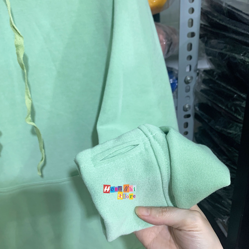 Áo Khoác Hoodie Trơn Ulzzang Unisex Màu Xanh Đậu Chất Nỉ Bông Cao Cấp Dáng Rộng Nam Nữ - MM