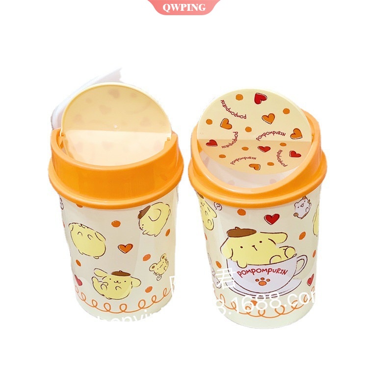 Thùng Rác Nắp Lật Để Bàn Hình Mèo Hoạt Hình Kt My Melody Purin Kuromi Cinnamoroll Lật Cho Phòng Ngủ Bé Gái