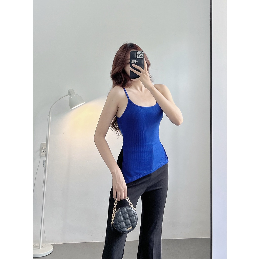 Áo croptop nữ hai dây HHVINTAGE kiểu lệch tà Top A16