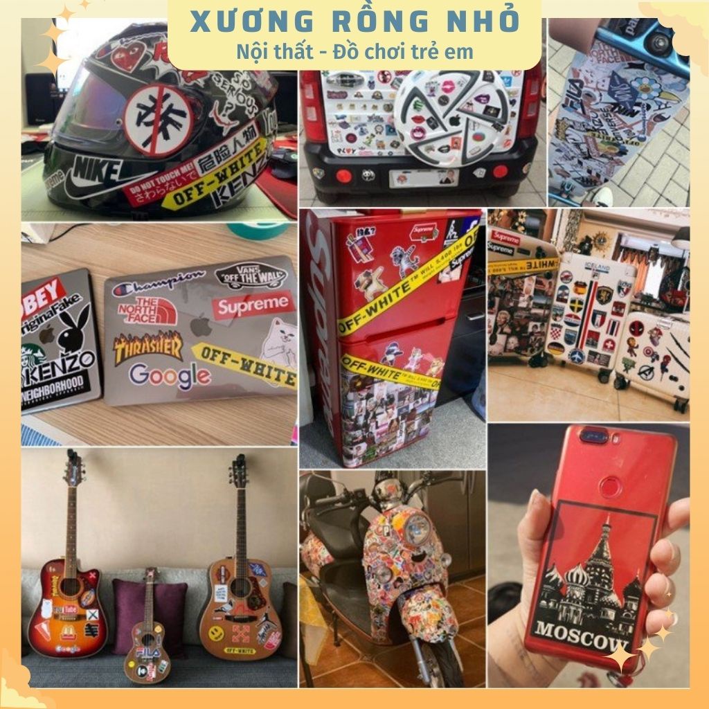 Sticker Vintage Mix chống nước sticker dán mũ bảo hiểm, laptop, điện thoại, đàn guitar, vali (không chọn mẫu)