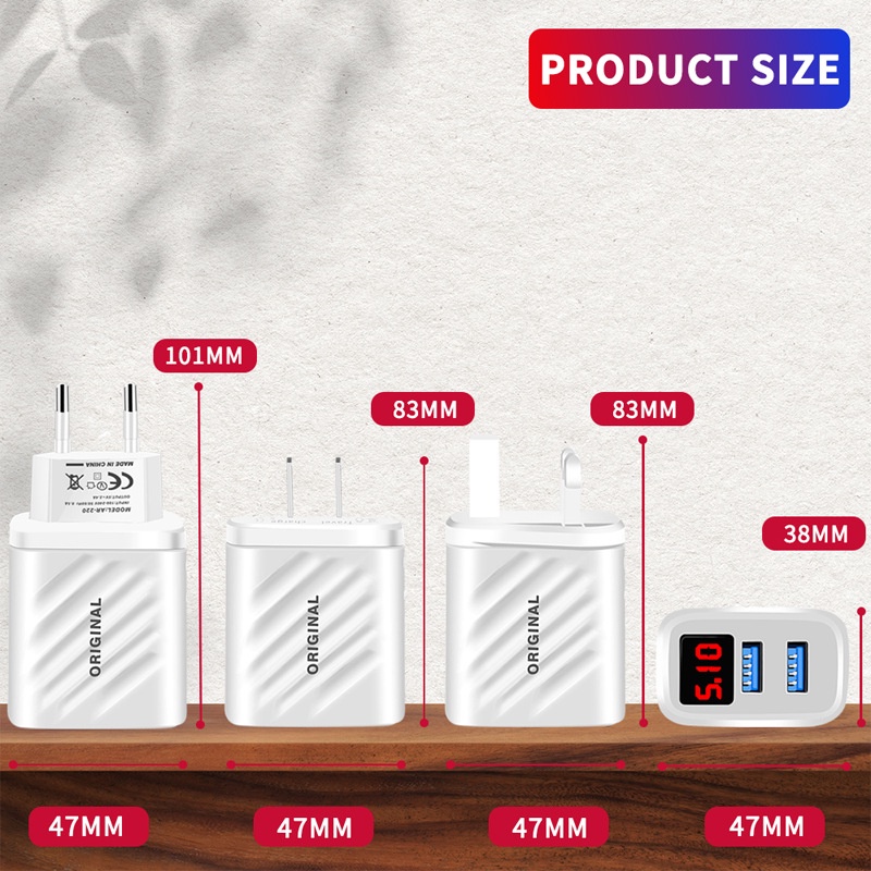 Củ Sạc Nhanh 2 Cổng USB 3.0 Có Đèn LED Cho Điện Thoại Android