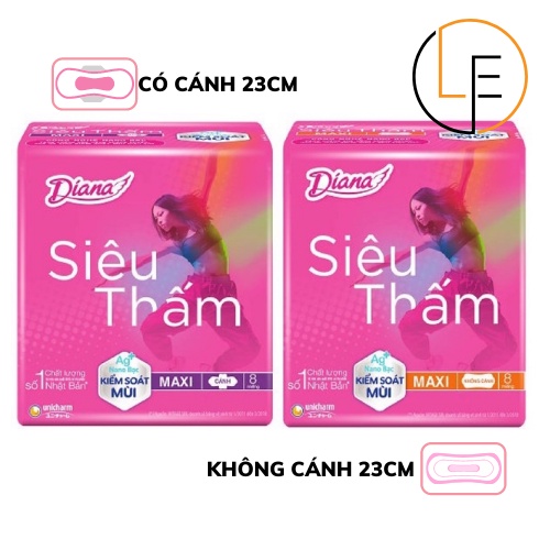 [Bộ 6 Gói] Băng Vệ Sinh Siêu Thấm Dày Cánh/Dày Không Cánh Mặt Lưới 23cm - 8 Miếng