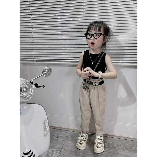 Set áo ba lỗ croptop quần dài bé gái