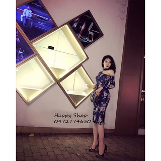 Váy hoa lệch vai