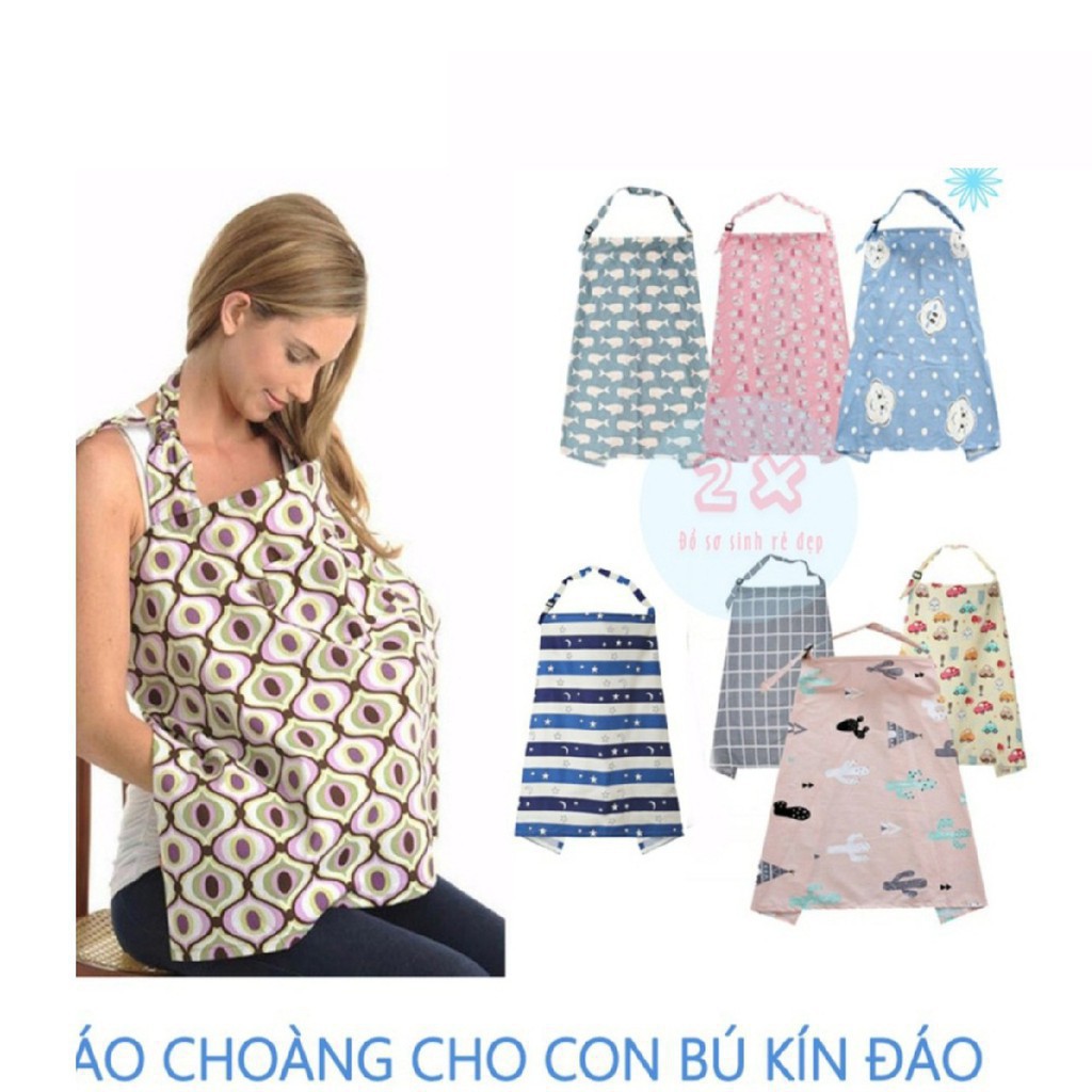 Áo choàng cho con bú, áo choàng đi đường vải cotton cho bé sơ sinh, tiện lợi và lịch sự - S15
