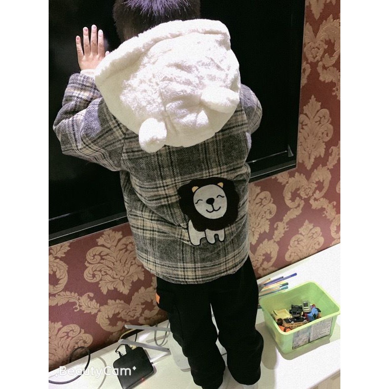 Măng tô dạ lót lông mềm ấm cho bé