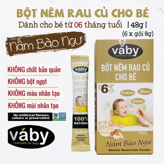 Bột nêm Nấm Bào Ngư & Phô Mai dành cho bé ăn dặm VABY hủ 90g - Gia vị nêm và rắc dành cho bé từ 6 tháng tuổi