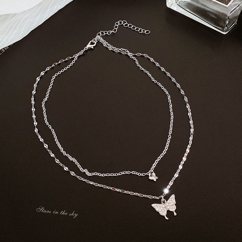 Vòng cổ hai lớp mặt hình bướm phong cách thời trang mới