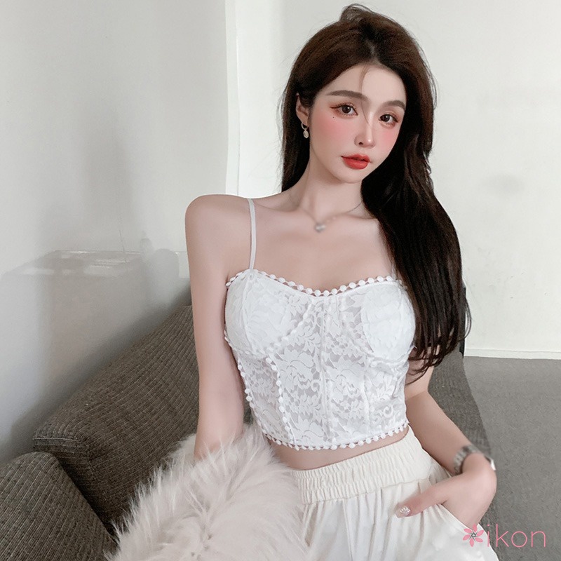 Áo Hai Dây Có Mút Đệm Ngực Phối Ren Quyến Rũ Dành Cho Nữ