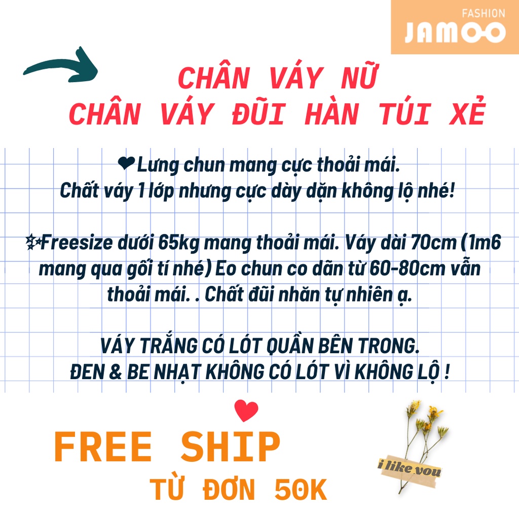 CHÂN VÁY NỮ, CHÂN VÁY ĐŨI HÀN TÚI XẺ JAMOO