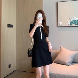 Váy Len Nữ Công Sở Quảng Châu Minz Store Mã 815, Thiết Kế Len Hạt Gạo Phối Khóa Ngực