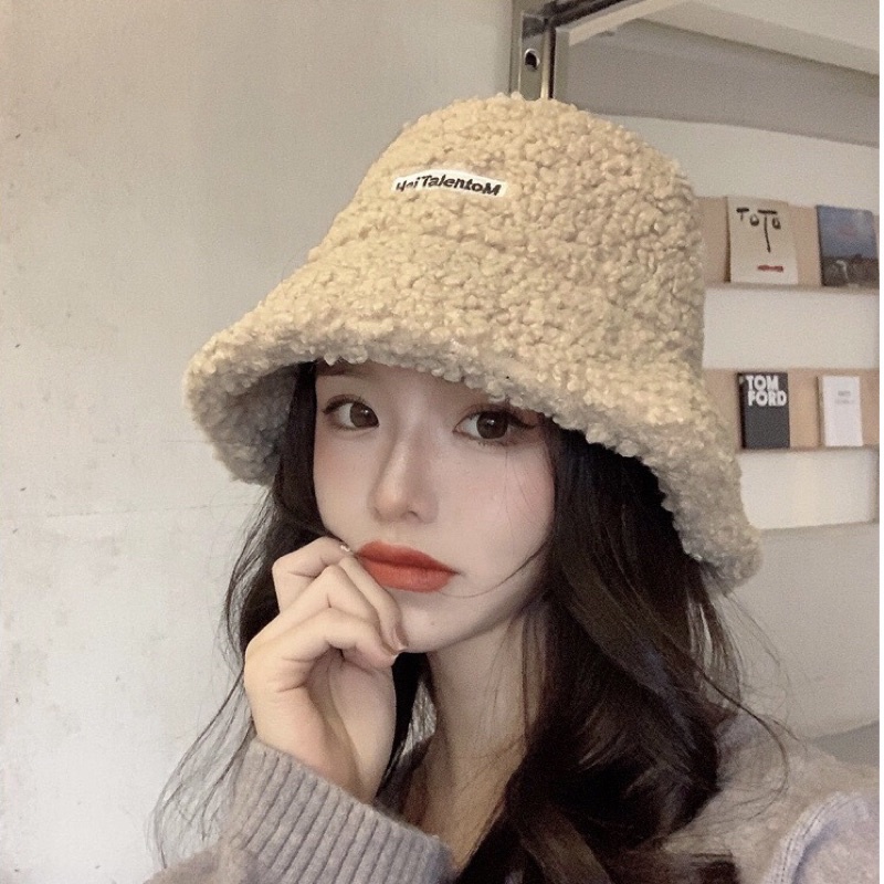 Nón mũ bucket lông cừu nữ phong cách Hàn Quốc NÀNG CLOSET