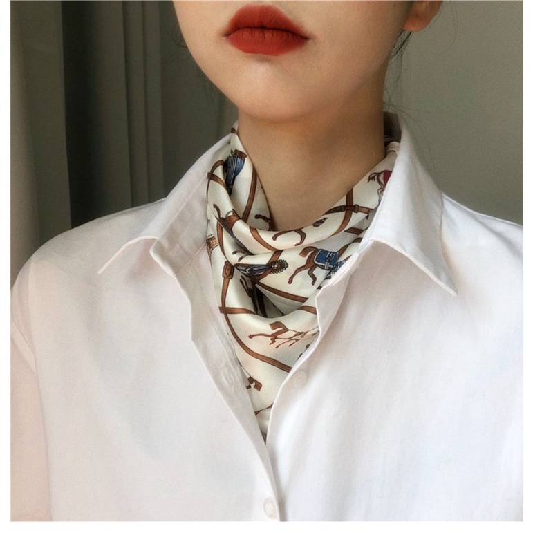 Khăn turban in hình con ngựa lụa mini size 53x53cm - Maben