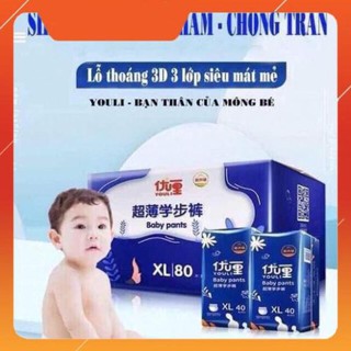 Tã Bỉm YOULI XANH quần/ dán SIÊU THẤM đủ Size S108, M96, L84, XL76, XXL72, XXXL68 GIÁ TIẾT KIỆM