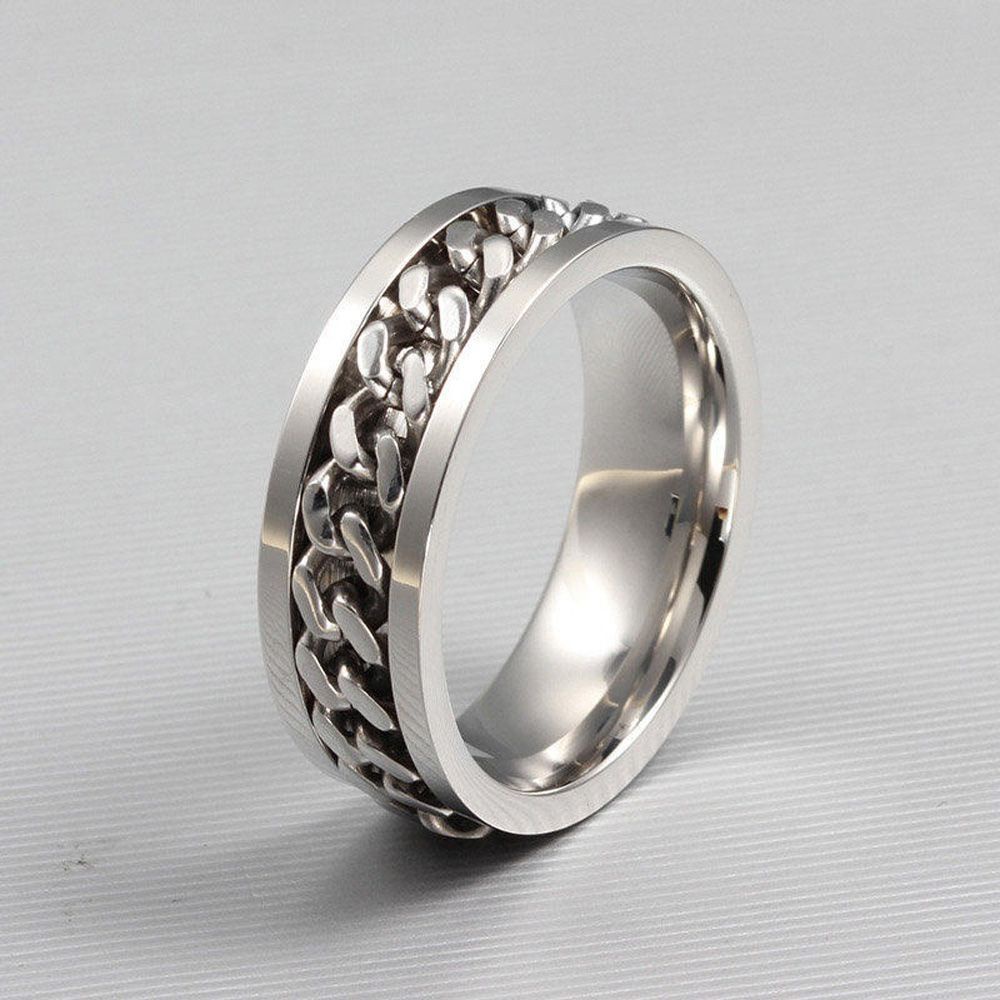 Nhẫn bằng thép titan phối xích độc đáo ấn tượng