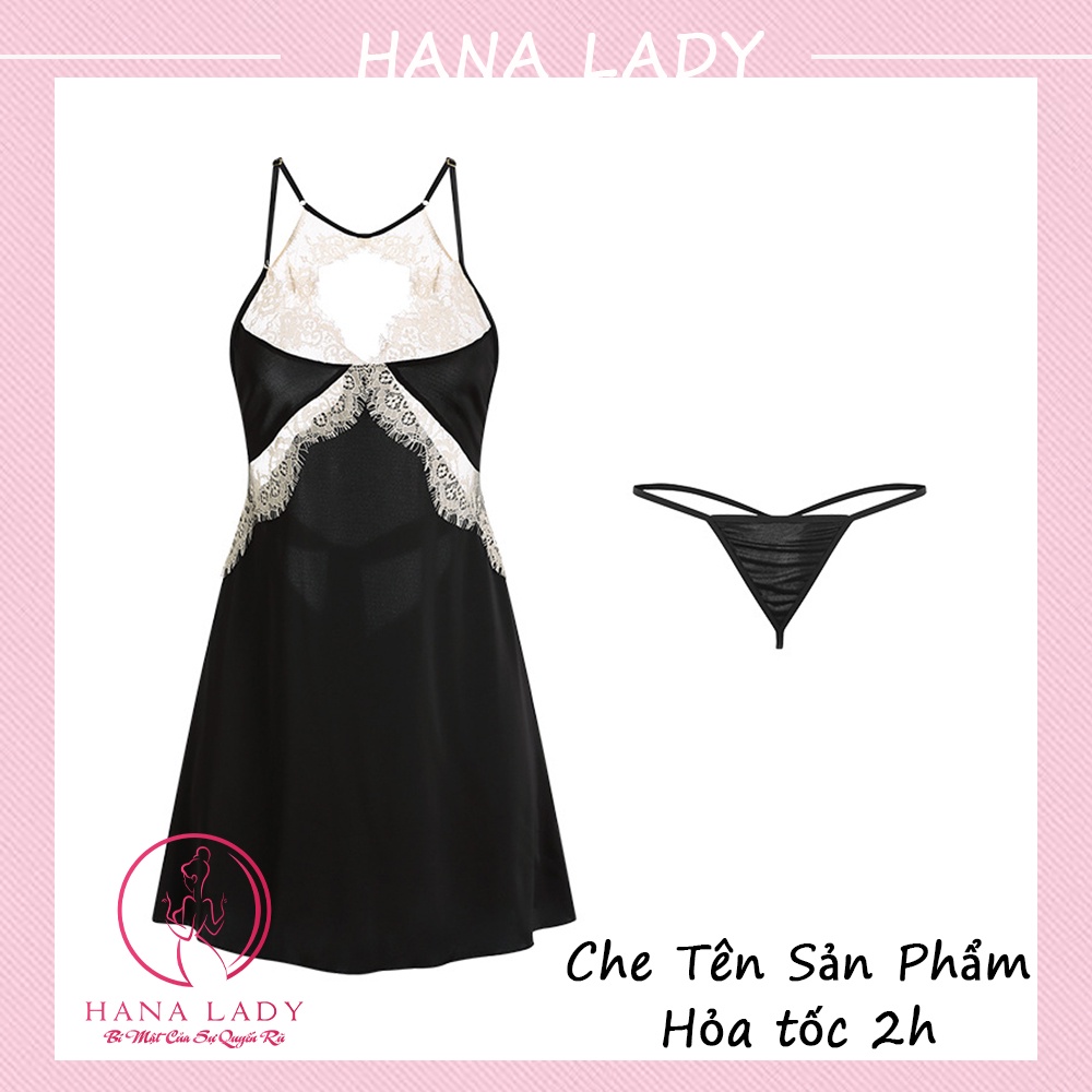Váy ngủ lụa cao cấp, đầm ngủ hai dây mặc nhà phối ren gợi cảm VN509