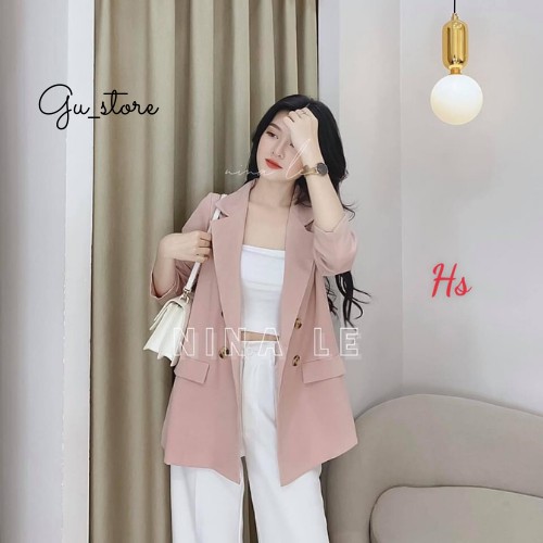 Áo khoác - áo blazer nữ kiểu dài tay hai lớp màu trơn cho nữ Gu store