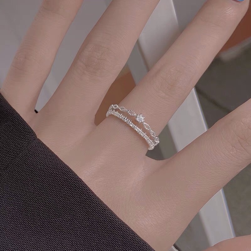 Nhẫn Bạc Nữ S925 Dạng Nhẫn Kép Điều Chỉnh Được Size - N2619 - Bảo Ngọc Jewelry