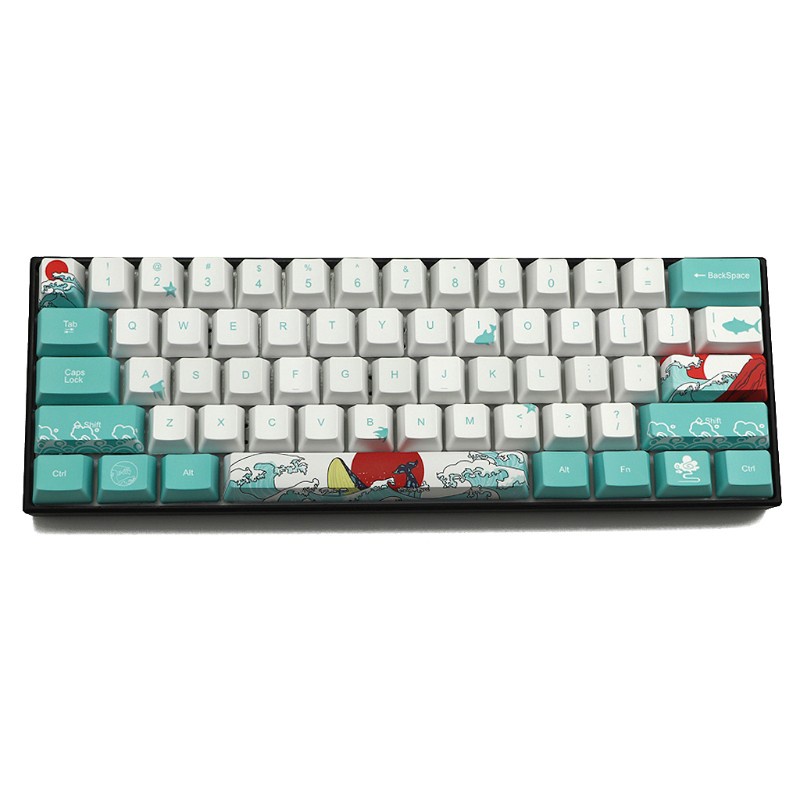 Nút Bàn Phím Cơ 71 Phím Họa Tiết San Hô Ukiyo-E Oem Cho Gh60 Xd64 Dz60 Gk61 Gk64