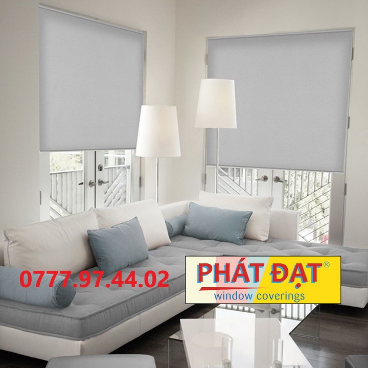 Rèm cửa, màn sáo, rèm sáo cuốn 6 màu, vải trơn 2 mặt chống nắng 100%