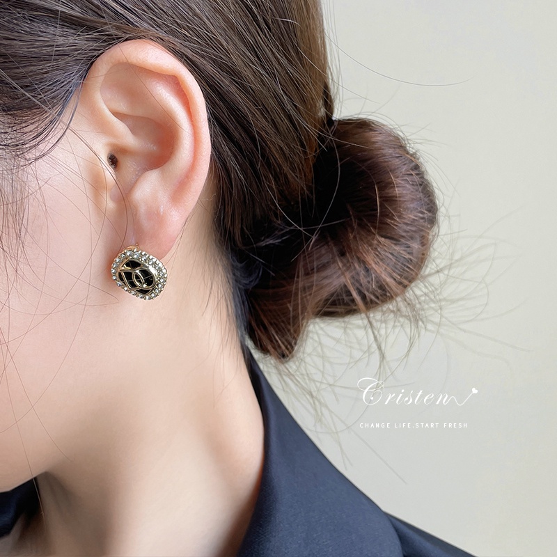 Bông Tai Mạ Bạc 925 Hình Vuông Đính Đá Zircon Thời Trang Cho Nữ