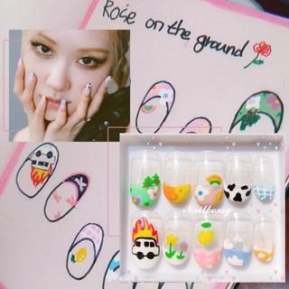 Bộ 10 móng úp thiết kế Rosé Blackpink nail box