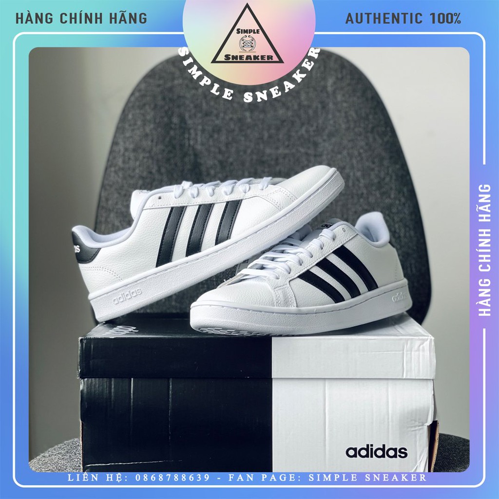 Giày Thể Thao Adidas Grand Court White Black 💙FREESHIP💙 Hàng Chính Hãng - Giày Sneaker Nam Nữ - Simple Sneaker [F36483]