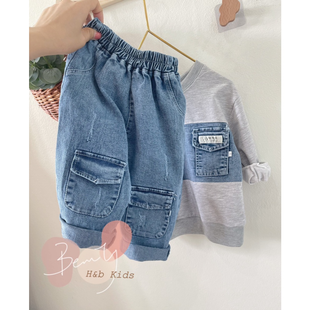 Bộ bò phối 2 nắp túi hộp bé trai