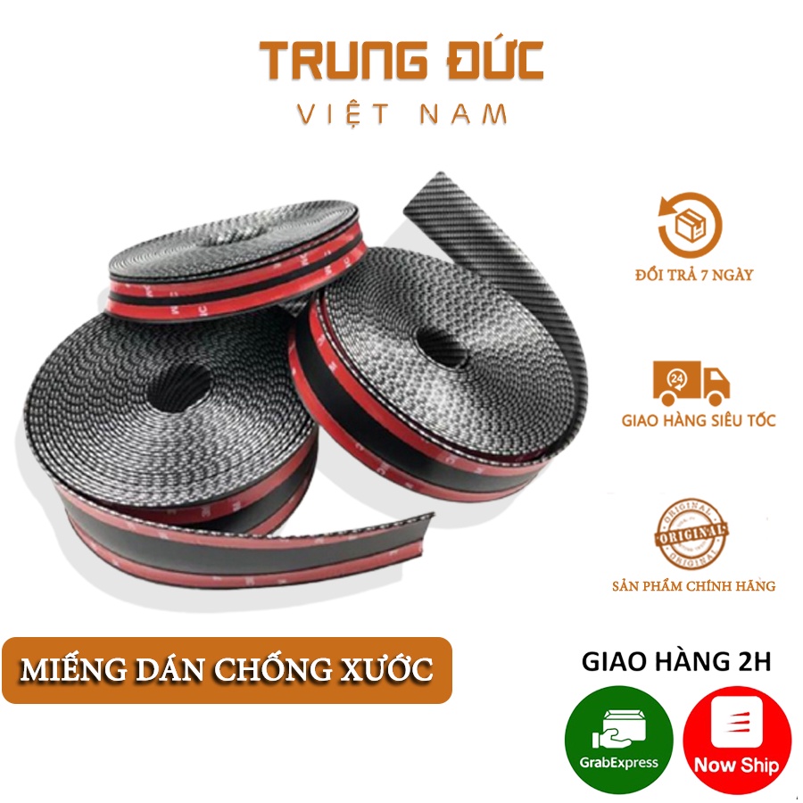 Miếng nẹp dán TRUNGDUCVN mạ cacbon cho xe hơi chống trầy xước bậc cửa, dán cốp xe, bảo vệ xe hơi