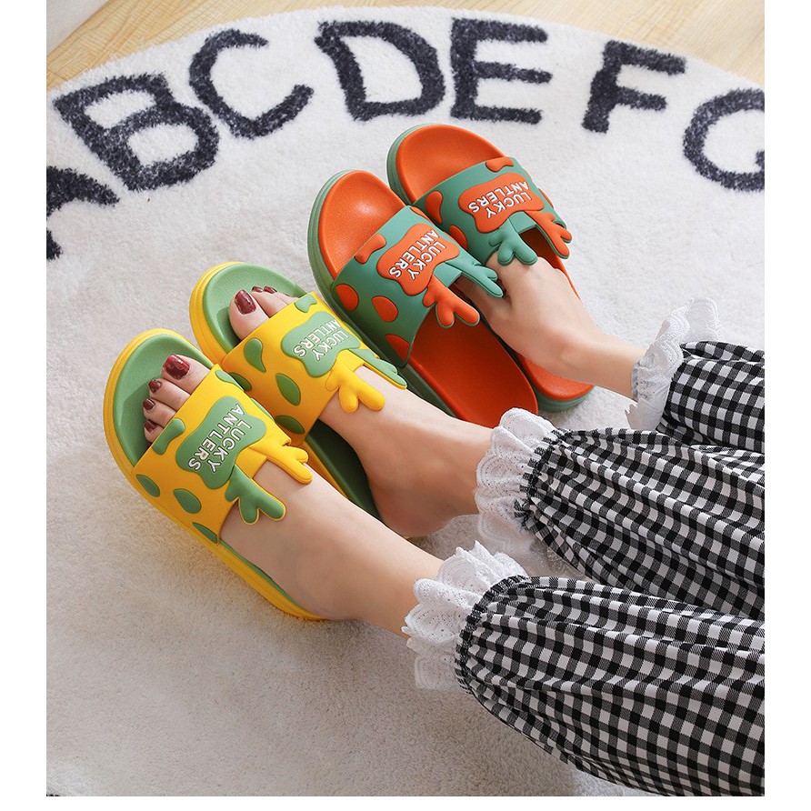 Dép quai ngang unisex thời trang ulzzang họa tiết Sừng tuần lộc Lucky Antlers Cao cấp đi cực êm chống trơn trượt TH-61