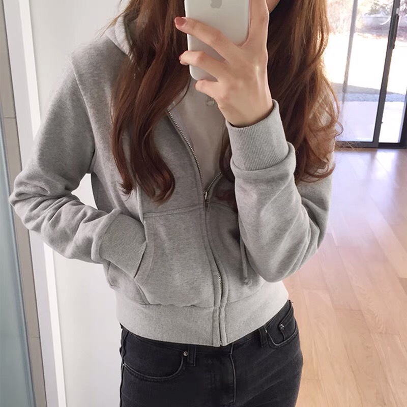 Áo khoác Hoodie có mũ len tăm dài tay trơn ALALA phối mũ nhiều màu năng động