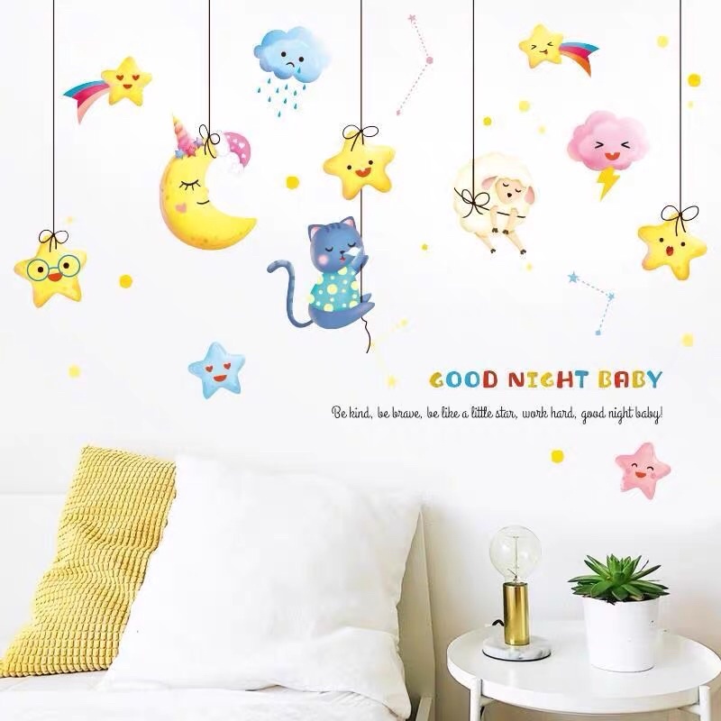 Tranh dán tường chúc bé ngủ ngon hình ngôi sao