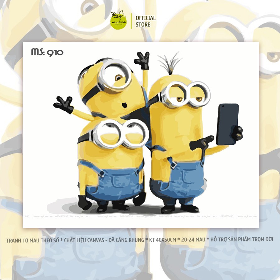 Tranh sơn dầu số hóa tự tô Minion tự sướng 910