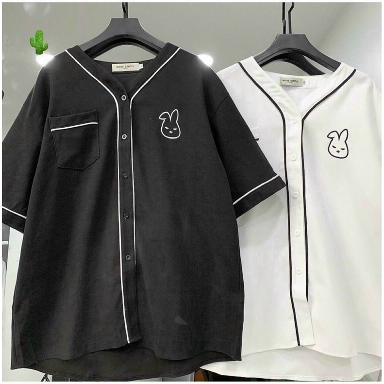 Áo Sơ Mi From rộng lô gô thêu dễ thương áo kiểu nữ tay ngắn cổ V chất kate mền mịn alohashop91