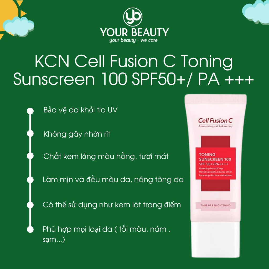 Kem chống nắng nâng tông da Cell Fusion C Toning Sunscreen 100 SPF50+/ PA +++