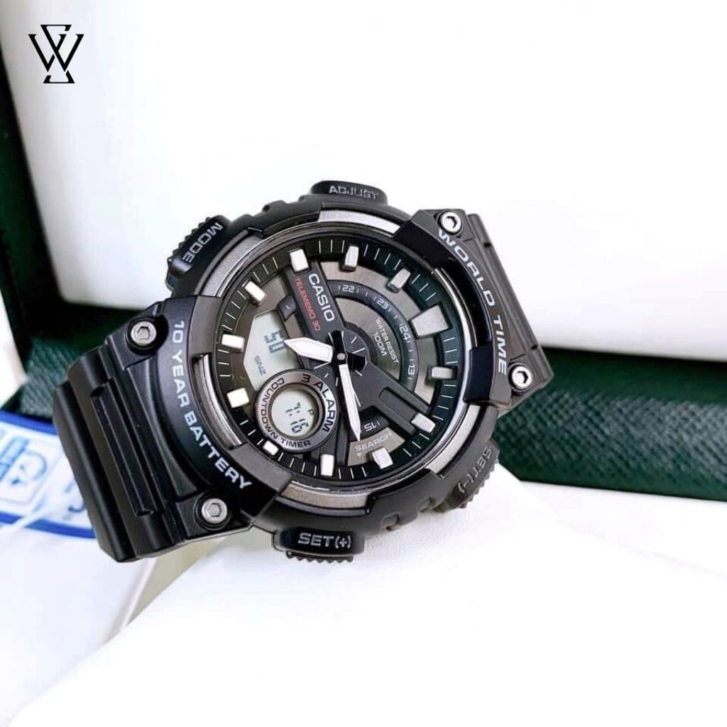 Đồng Hồ Điện Tử Nam Casio WATCHSTORE AEQ-110W-1AVDF Thiết Kế Mặt Kính 46.6mm,Vỏ Và Dây Nhựa Bền Bỉ