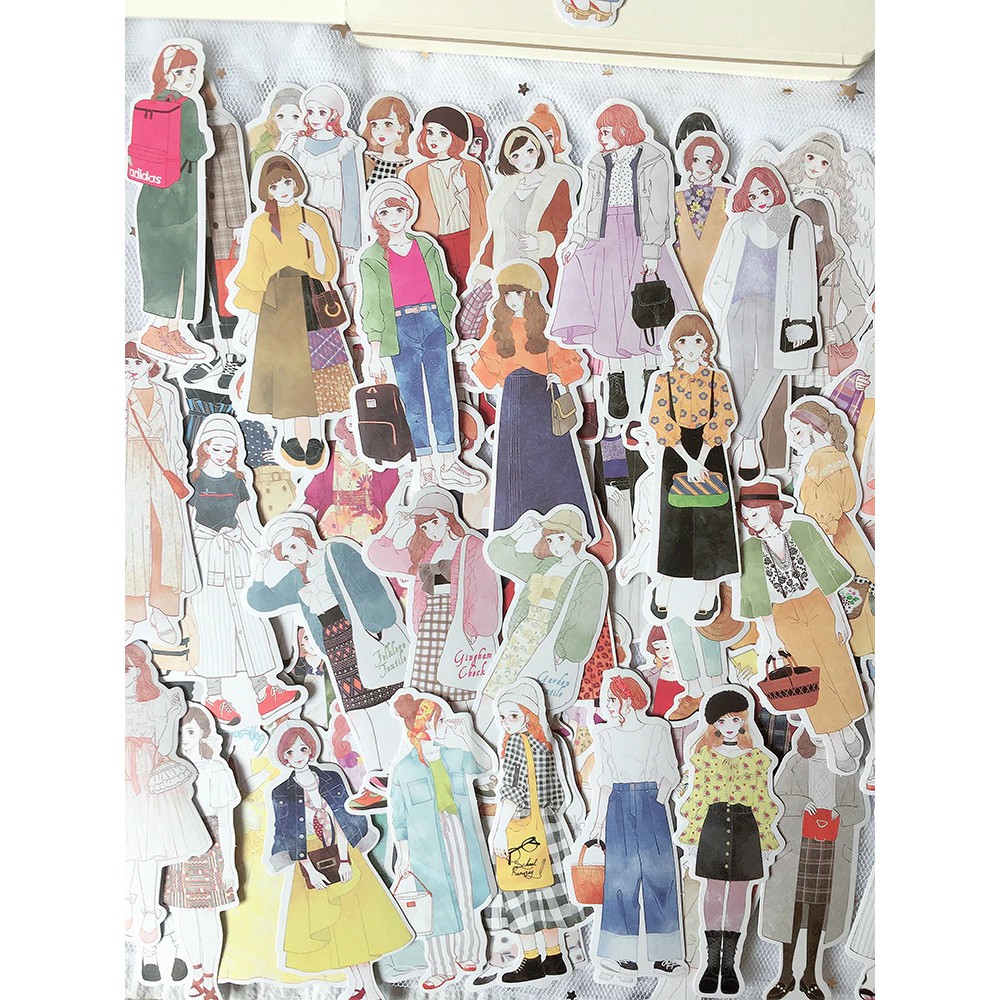 20 Sticker cô gái trang trí xinh xắn đáng yêu  - 20 cái/gói