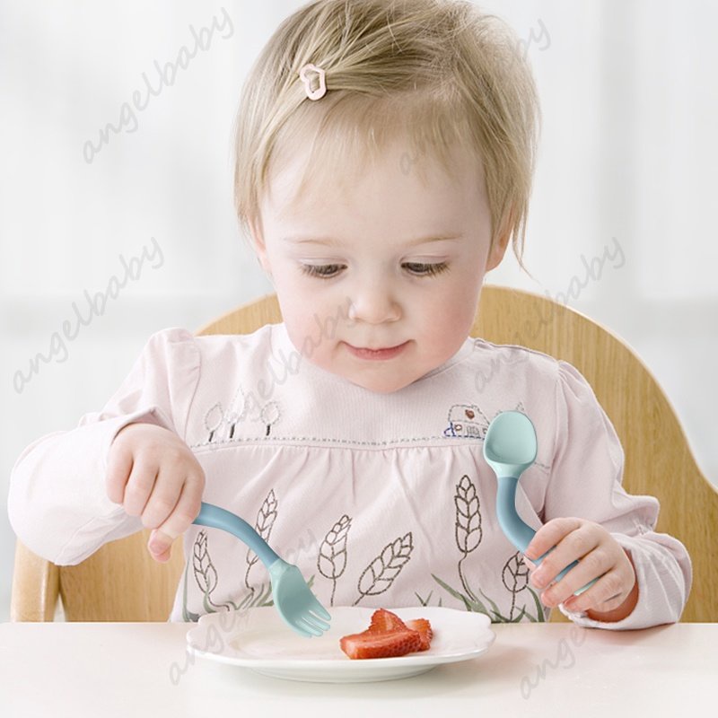 Bộ Muỗng Nĩa silicone Cho Bé Tập Ăn