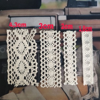 (Bán lẻ 1 mét) Dây ren trang trí màu trắng ngà nhiều mẫu - Tada Craft